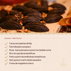 Pepitas de cacau Theobroma Cacau Tântrico e seus benefícios: pepitas de 8g, fácil diluição, rosa, maca peruana e puxuri na medida certa, sem açúcar e sem metais pesados, fonte de magnésio e ferro
