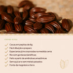 Pepitas de cacau Theobroma Cacau Vital e seus benefícios: pepitas de 8g, fácil diluição, especiarias incorporadas, sem açúcar e sem metais pesados, fonte de magnésio e ferro