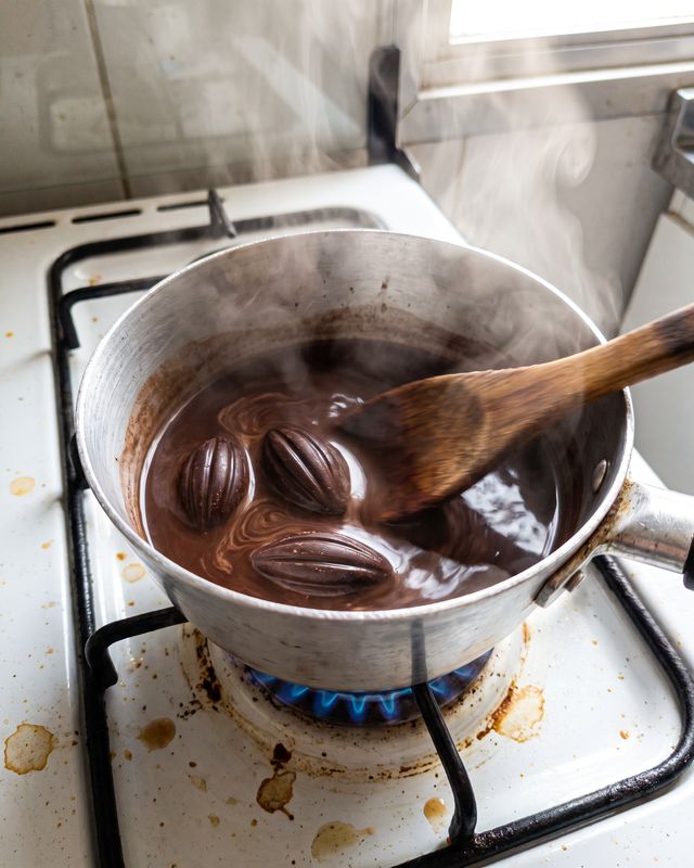 Cliente com cacau Theobroma: caseira panela fogao