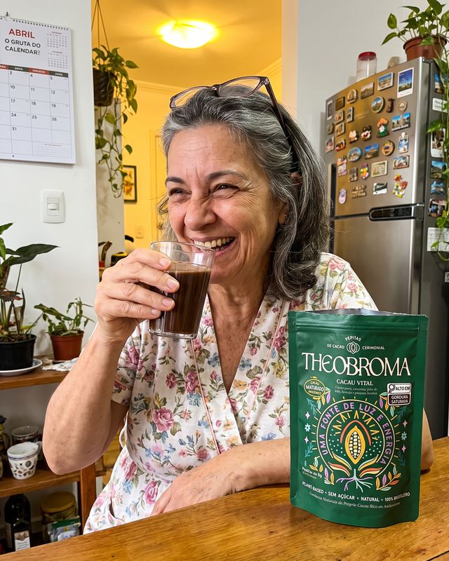 Cliente com Cacau Vital: vital caseira senhora copo americano